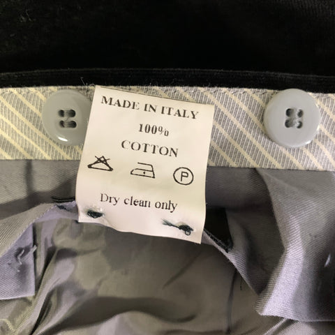 DUNHILL Size 34 Black Velvet Cotton Pleated Dress Pants