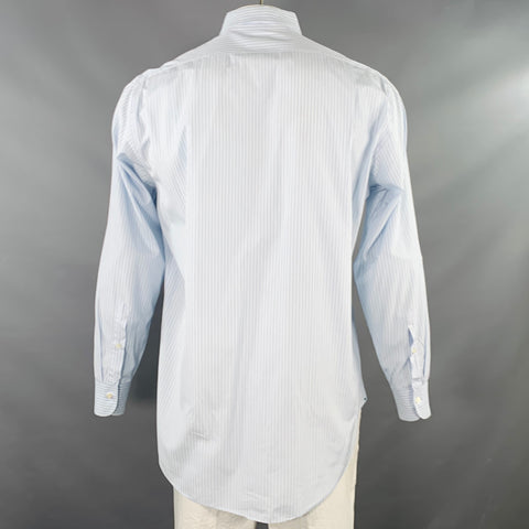 SID MASHBURN Size L Blue White Stripe Cotton One Pocket Long Sleeve Shirt