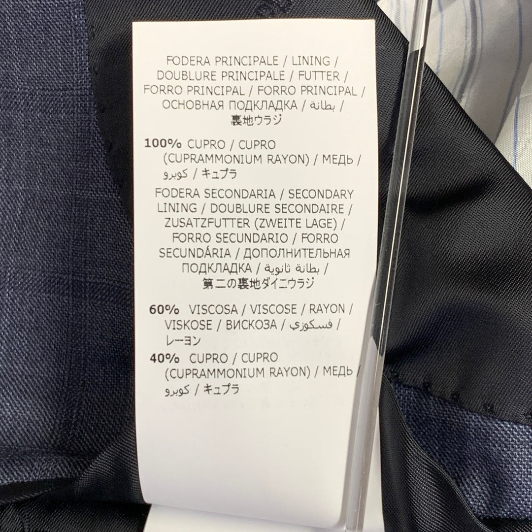 SALVATORE FERRAGAMO Size 40 Navy Blue Checkered Virgin Wool Sport Coat