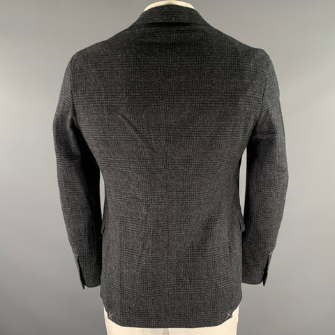 RALPH LAUREN Size 42 Grey Black Glen Check Wool Notch Lapel Sport Coat