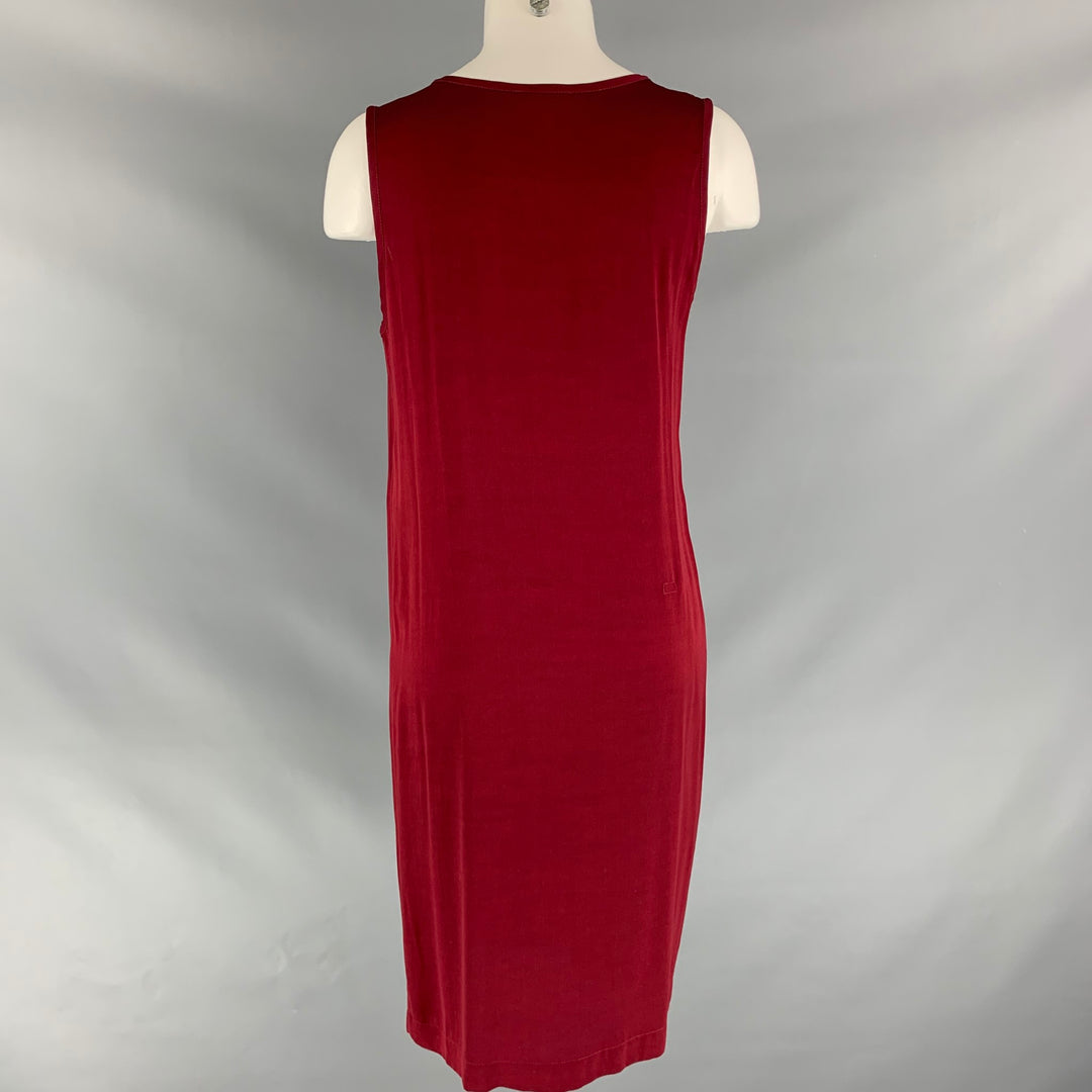 ANN DEMEULEMEESTER Size 4 Burgundy Rayon Solid Shift Dress