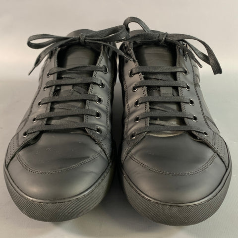DIOR HOMME Size 12 Black Leather Low Top Sneakers
