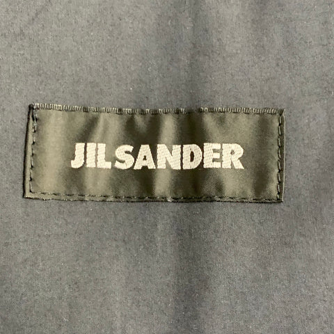 JIL SANDER Size 42 Black Cotton Spread Collar Snaps Coat