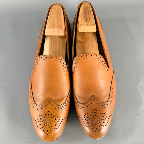RALPH LAUREN Size 9 Tan Leather Perforated Wingtip Loafers Flats