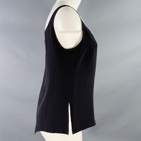 TOMASO STEFANELLI Size 8 Black Silk Tank Casual Top