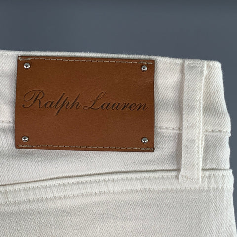 RALPH LAUREN Size 29 White Twill Cotton Blend Bootcut Five Pockets Jeans