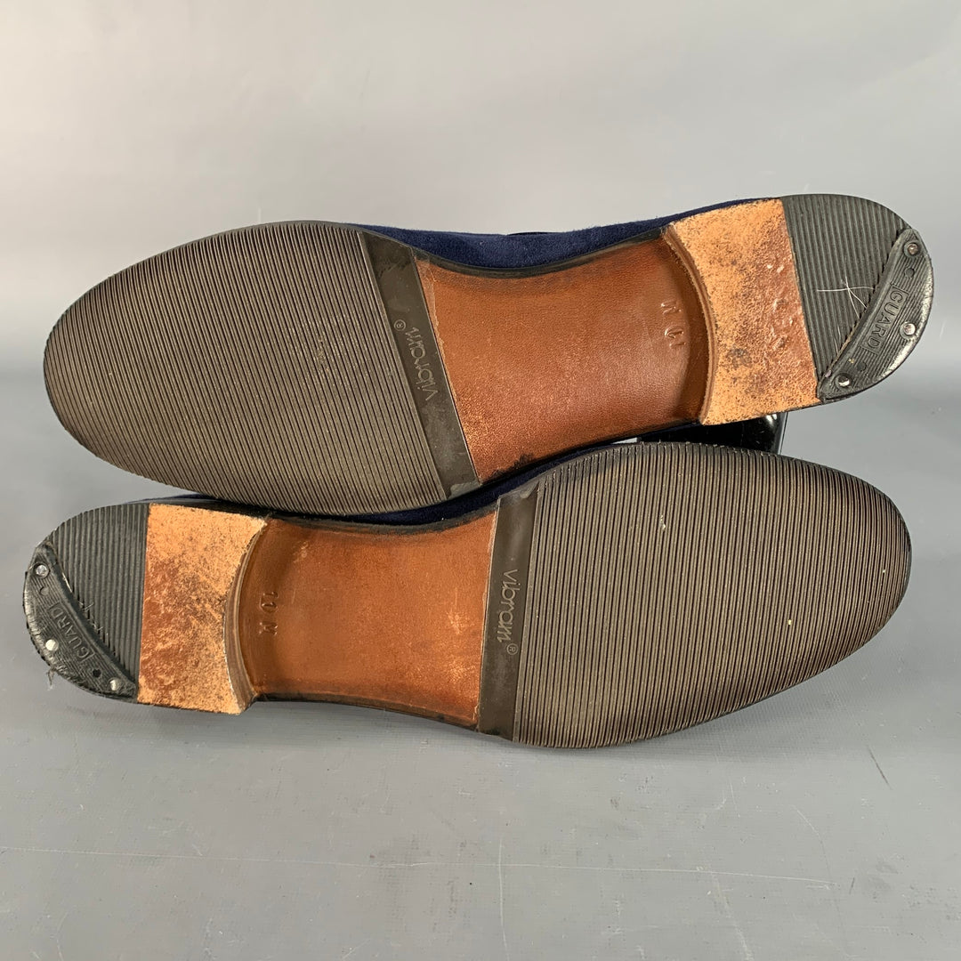 GRAVATI Size 11 Navy Suede Leather Tassels Loafers