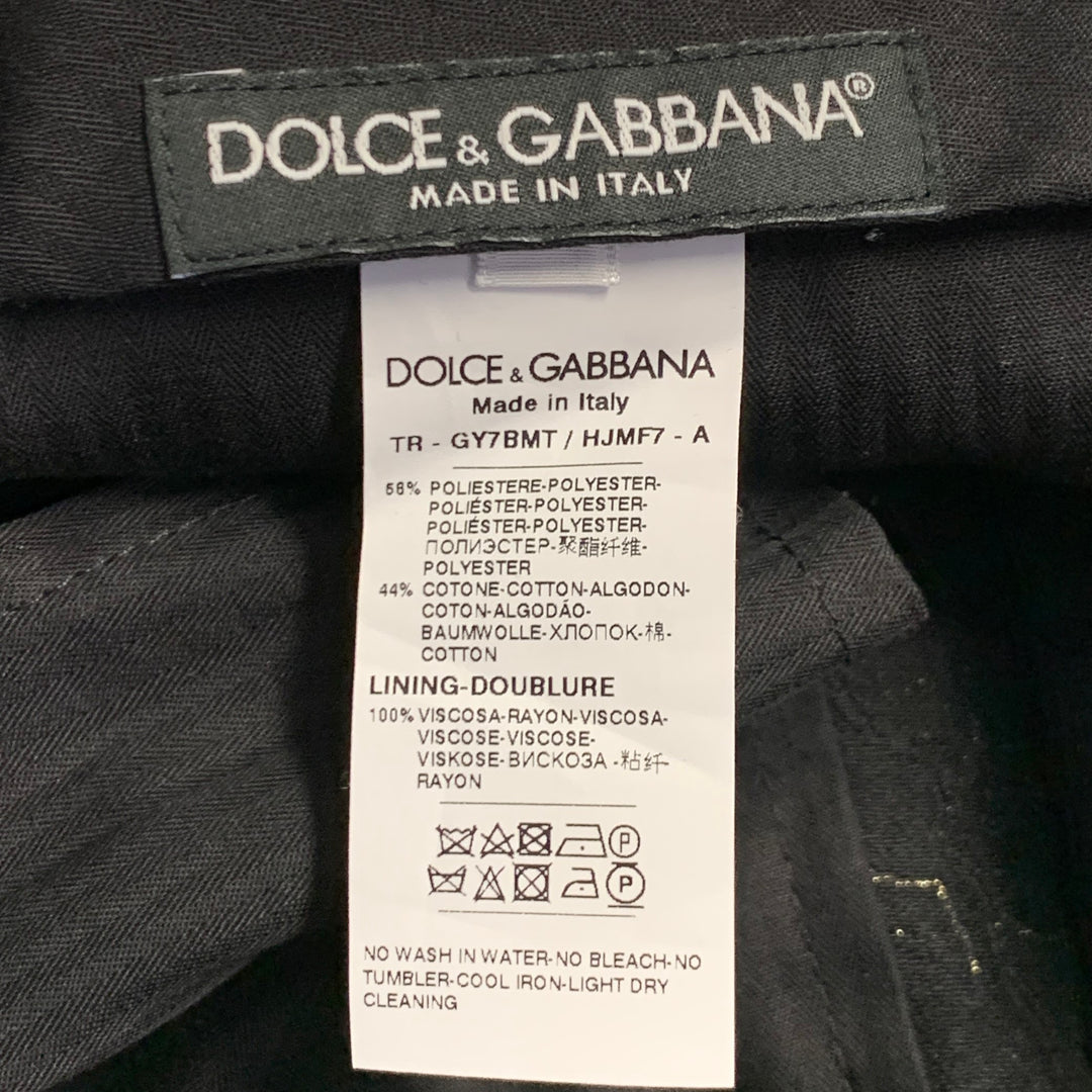 DOLCE & GABBANA Size 30 Black Gold Brocade Polyester Cotton Dress Pants