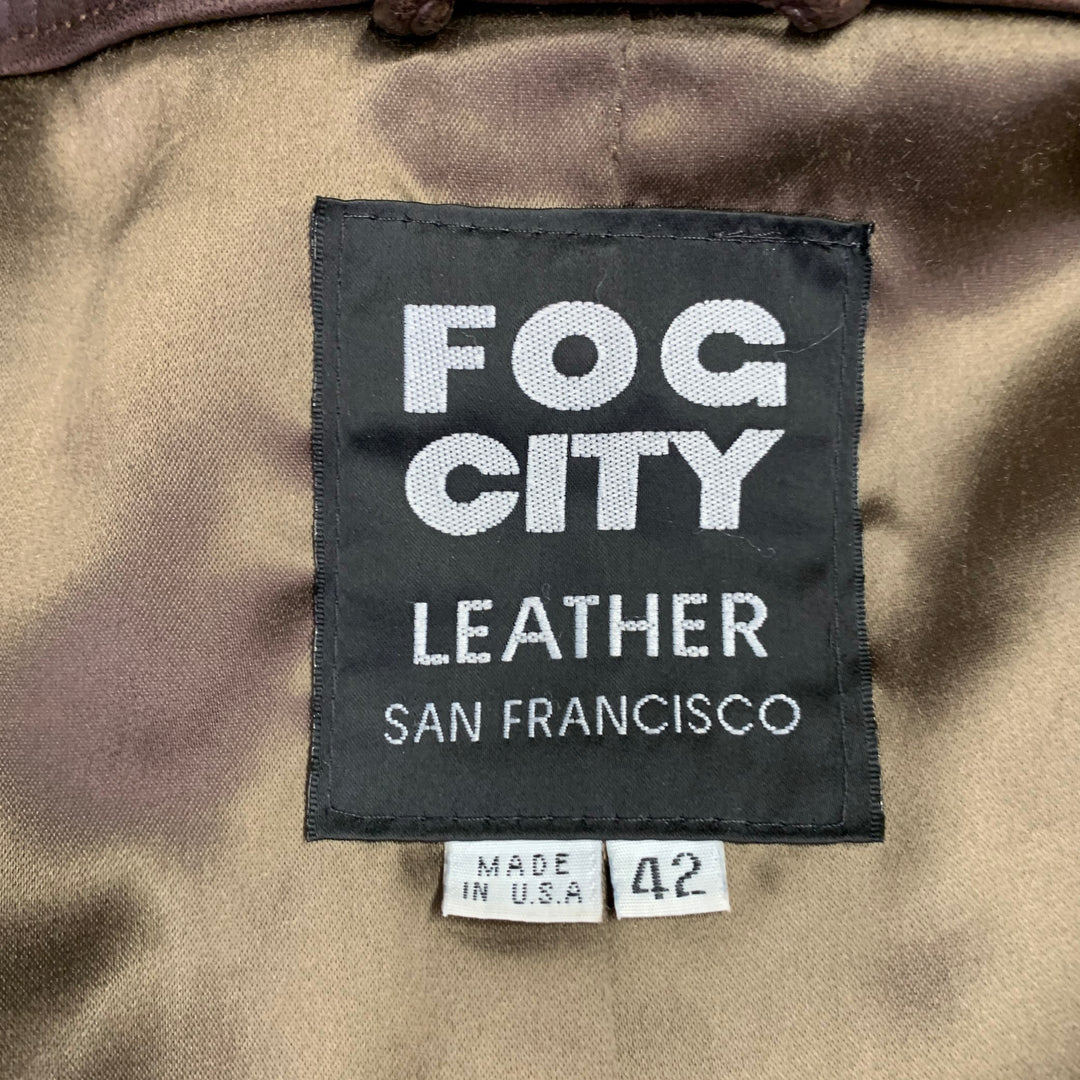 FOG CITY Size 42 Brown Leather Bomber Jacket