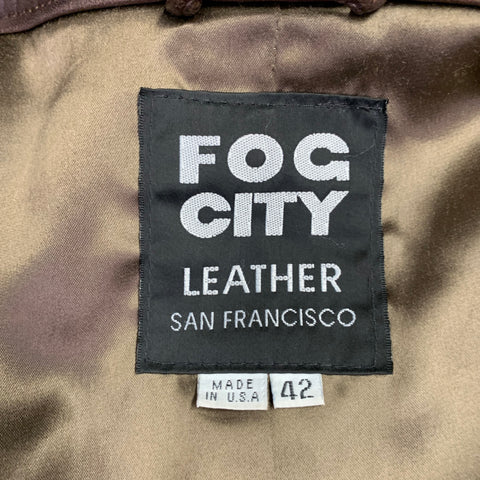 FOG CITY Size 42 Brown Leather Bomber Jacket