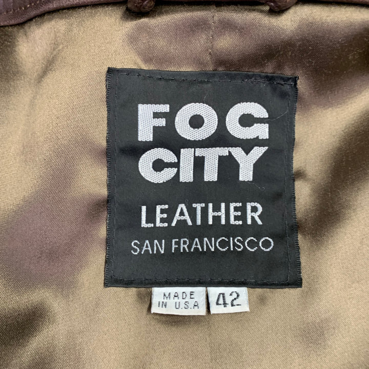 FOG CITY Size 42 Brown Leather Bomber Jacket