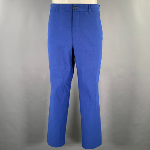COMME des GARCONS HOMME PLUS Size M Blue Linen Blend Notch Lapel Suit