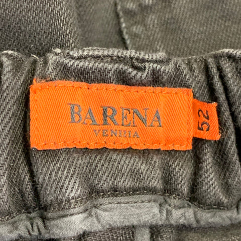 Pantalon cargo BARENA taille 36 en sergé de coton noir, taille élastique, décontracté