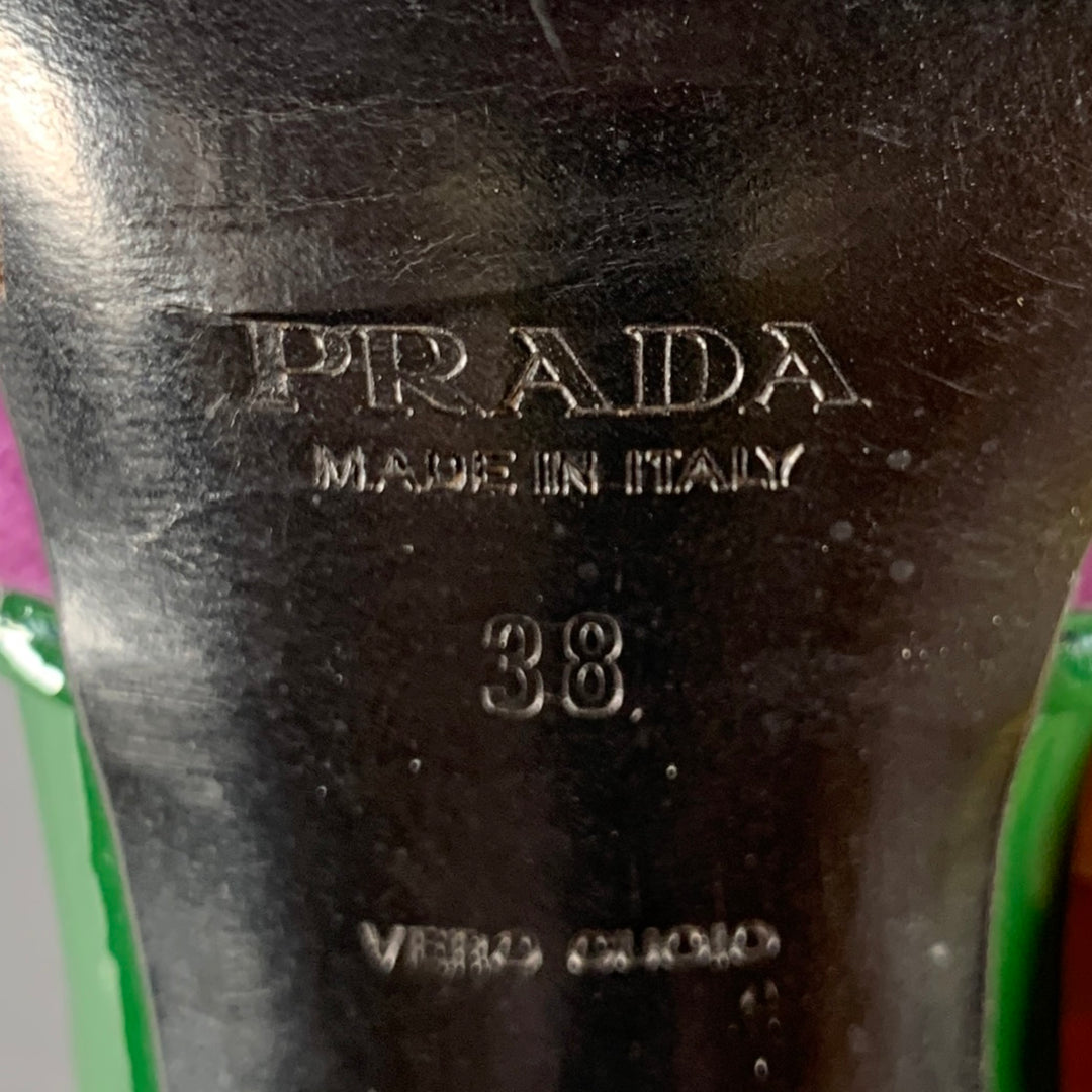 PRADA Size 8 SS08 Purple Green Velvet Patent Leather Heels Pumps