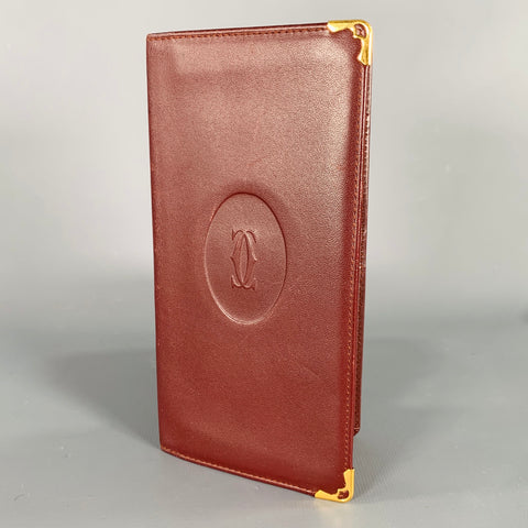 CARTIER Burgundy Gold Checkbook Wallet