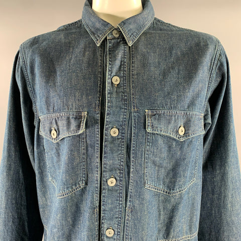 RRL by RALPH LAUREN Size XL Navy Indigo Cotton Overshirt