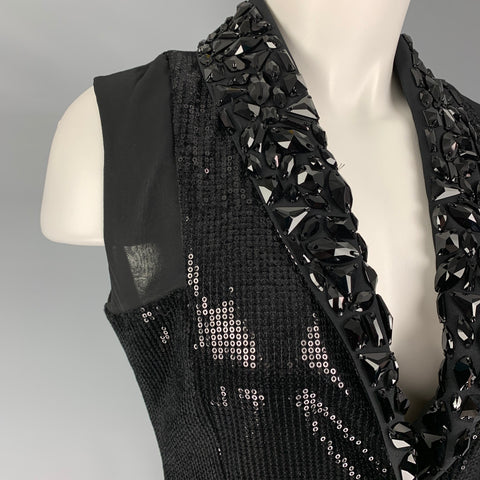 MARCELL VON BERLIN Size 4 Black Polyester Beaded Gown Evening Wear