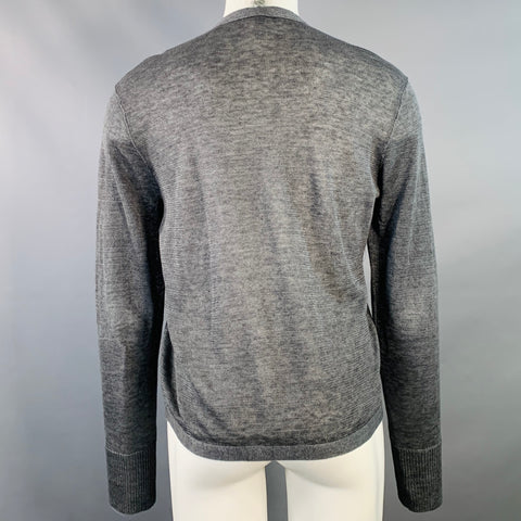 JOHN VARVATOS Size M Grey Slate Glenplaid Linen Two Pockets Cardigan