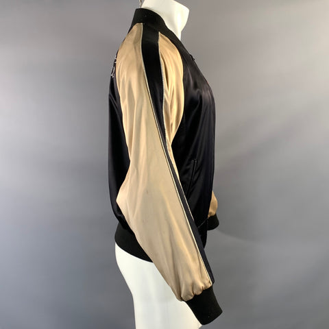 ENFANTS RICHES DEPRIMES ERD FW2016  Size M Black Gold Silk Zip Up Jacket