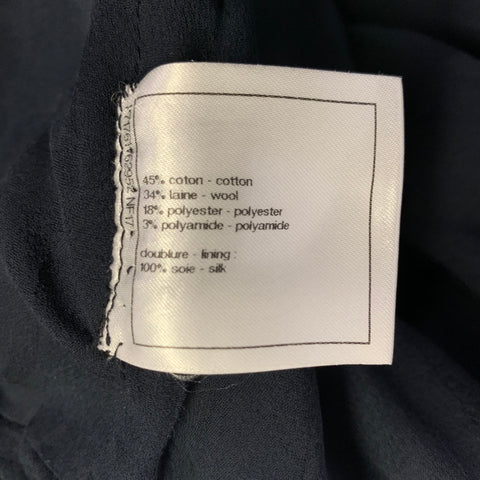 CHANEL Size 18 Black Navy Cotton Blend Shiny 3/4 Sleeves Coat