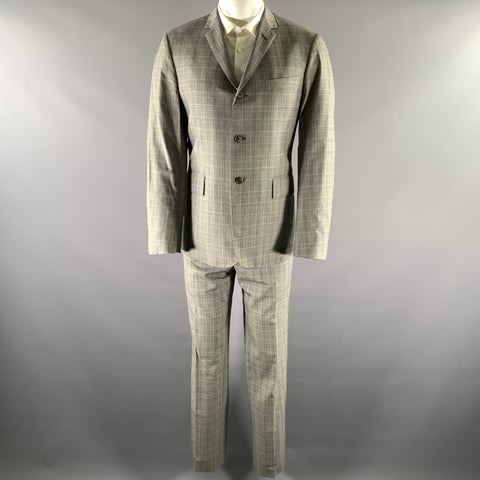 BLACK FLEECE Size 40 Grey Black Glen Check Wool Notch Lapel Suit