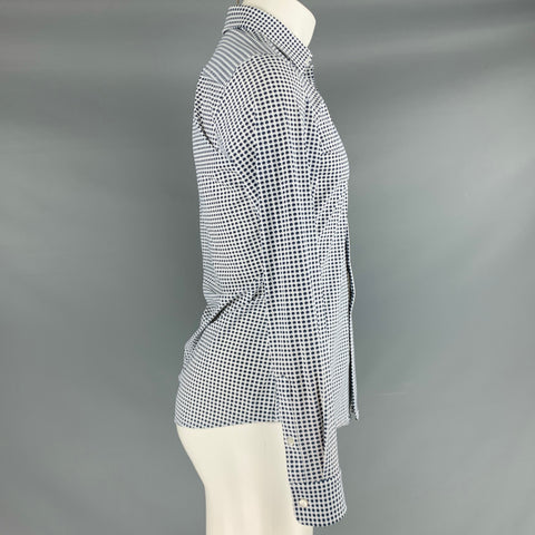 HUGO BOSS Size S White Grey Abstract Floral Stretch Slim Fit Long Sleeve Shirt
