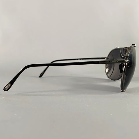 TOM FORD Luca Black Metal Acetate Aviator Sunglasses