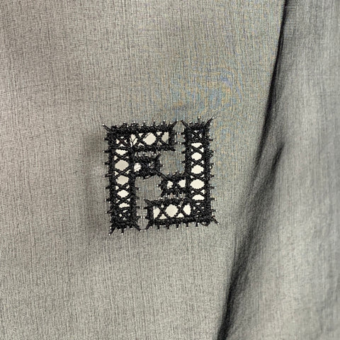 FENDI Size S Black Sheer Chiffon Button Up Short Sleeve Shirt
