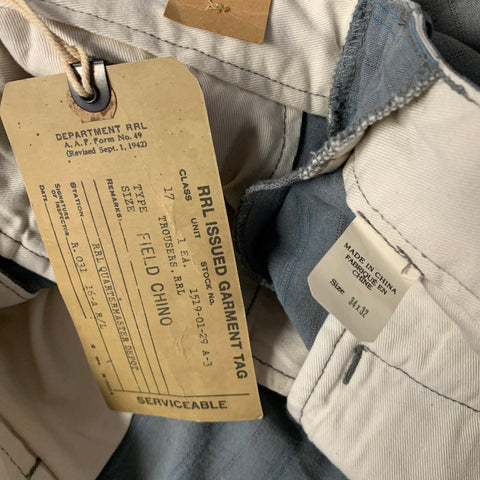 RRL by RALPH LAUREN Size 34  Teal Blue Brown Stripe Cotton Blend Casual Pants