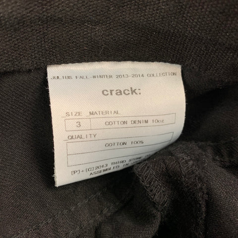 JULIUS_7 by TATSURO HORIKAWA Size L Black Cotton Crack Twisted Leg Jeans