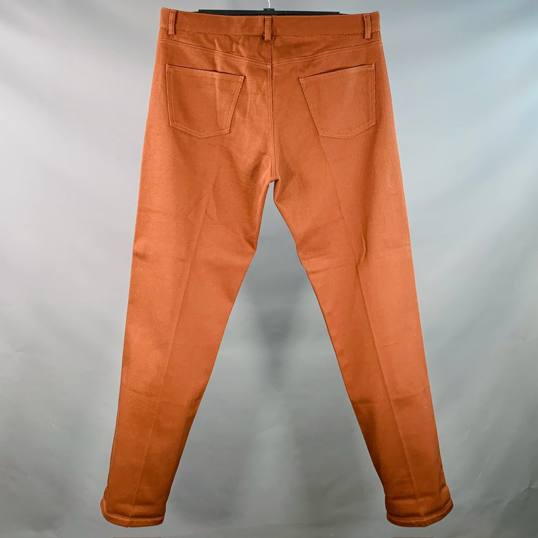 DOPPIAA Size XL Aacero Brown Twill Cotton Five Pockets Button Fly Casual Pants