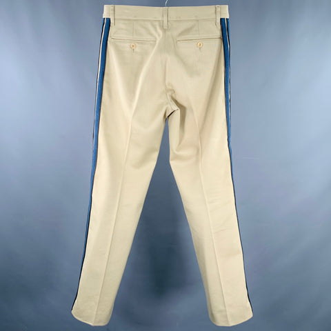 DOLCE & GABBANA Size 30 Tan Blue Black Twill Cotton Striped Trim Casual Pants