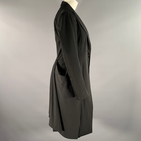 DONNA KARAN Size 6 Black Pink Wool Blend Coat