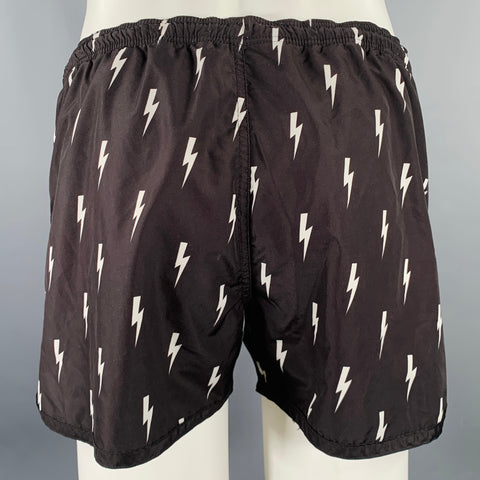 Short de bain à cordon NEIL BARRETT Taille M Polyester Noir Blanc