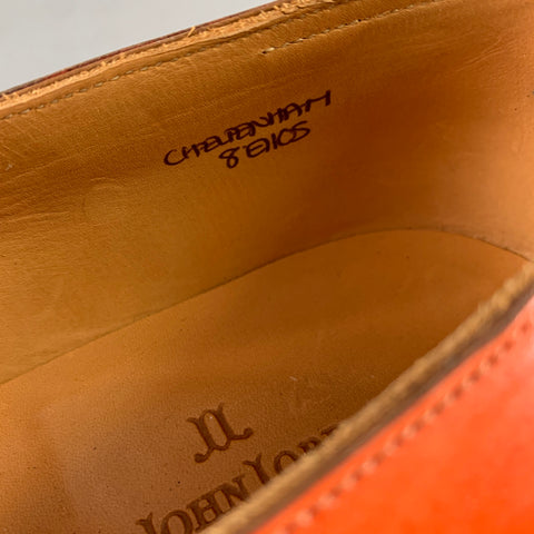 JOHN LOBB Size 9 Orange Red Leather Penny Loafers