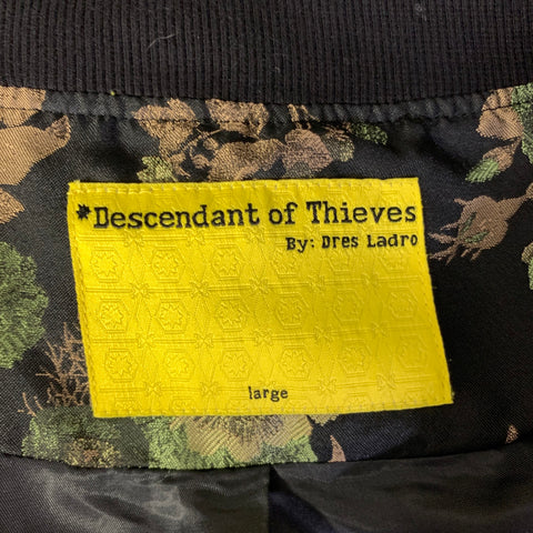 DESCENDANT OF THIEVES Size L Black Green Beige Jacquard Polyester Chore Jacket