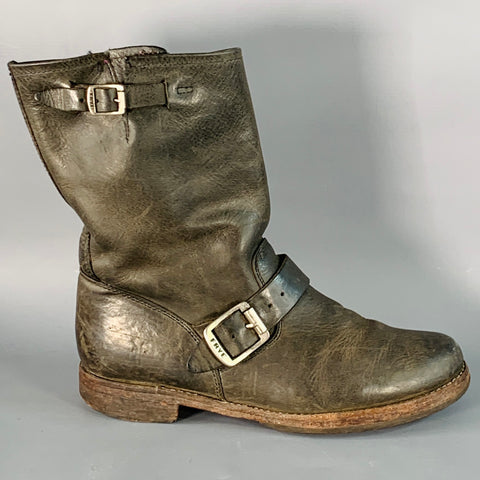 FRYE Size 8.5 Brown Leather Distressed Pull On Engineer Boots