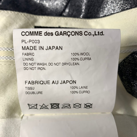 COMME des GARCONS Size 36 Grey Silver Window Pane Metallic Chap Panel Pants