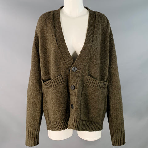 STUDIO NICHOLSON Size S Sen Brown Knit Lambswool Oversized Cardigan