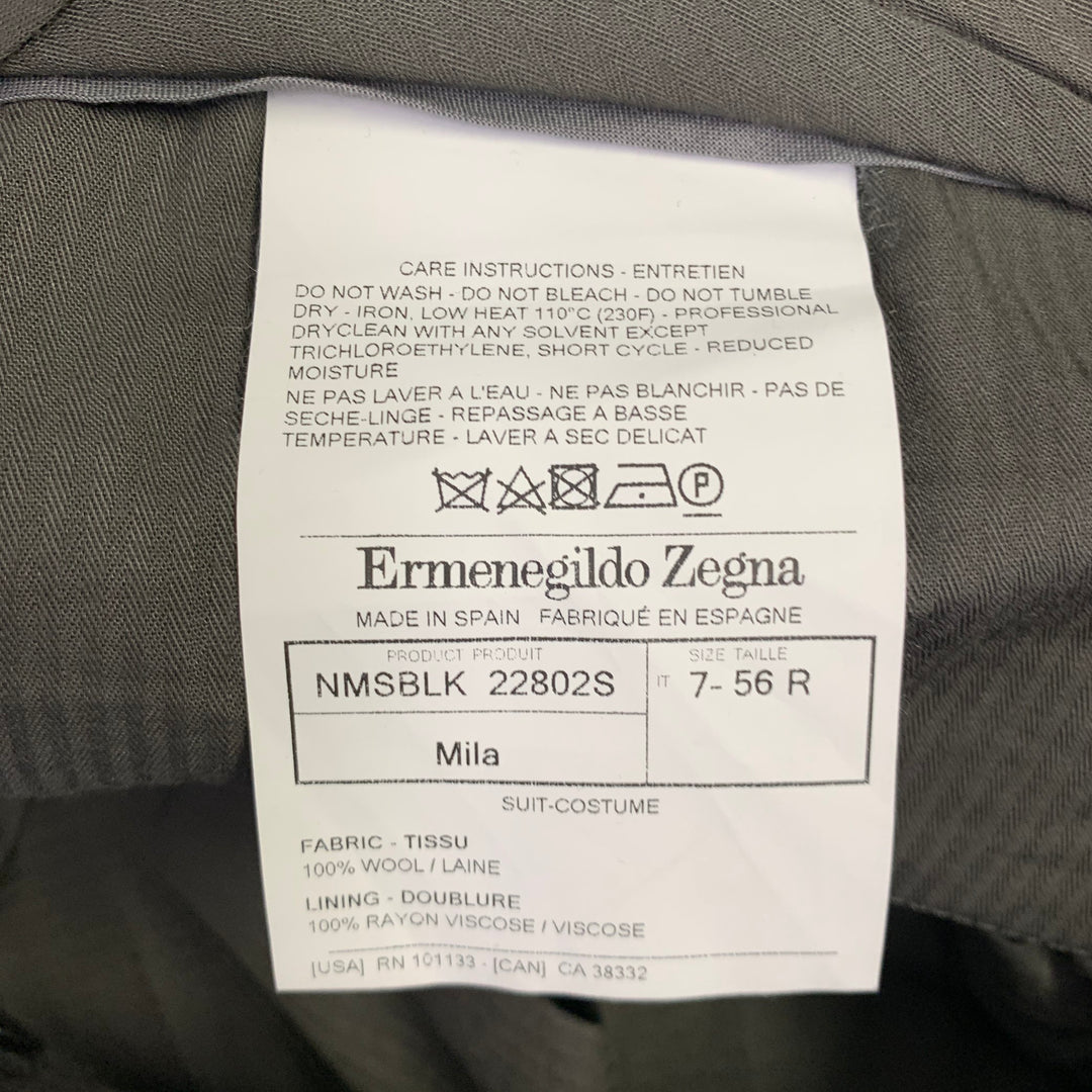ERMENEGILDO ZEGNA Size 46 Black Wool Single Button Tuxedo