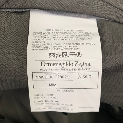 ERMENEGILDO ZEGNA Size 46 Black Wool Single Button Tuxedo
