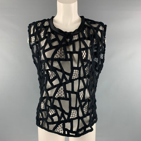 IRO Size M Black Mesh Sleeveless Casual Top