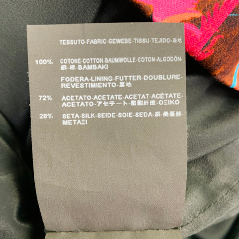 BALENCIAGA Size 4 Black Multi Color Cotton Floral Sleeveless Cocktail Dress