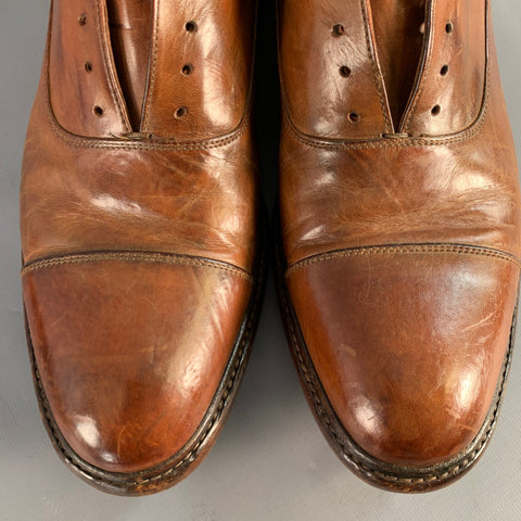 OFFICINE CREATIVE Size 9 Brown Leather Slip On Lace-Up Shoes