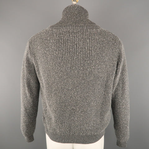 PHILLIP LIM Size S Gray Charcoal Distressed Viscose Blend Shawl Collar Sweater
