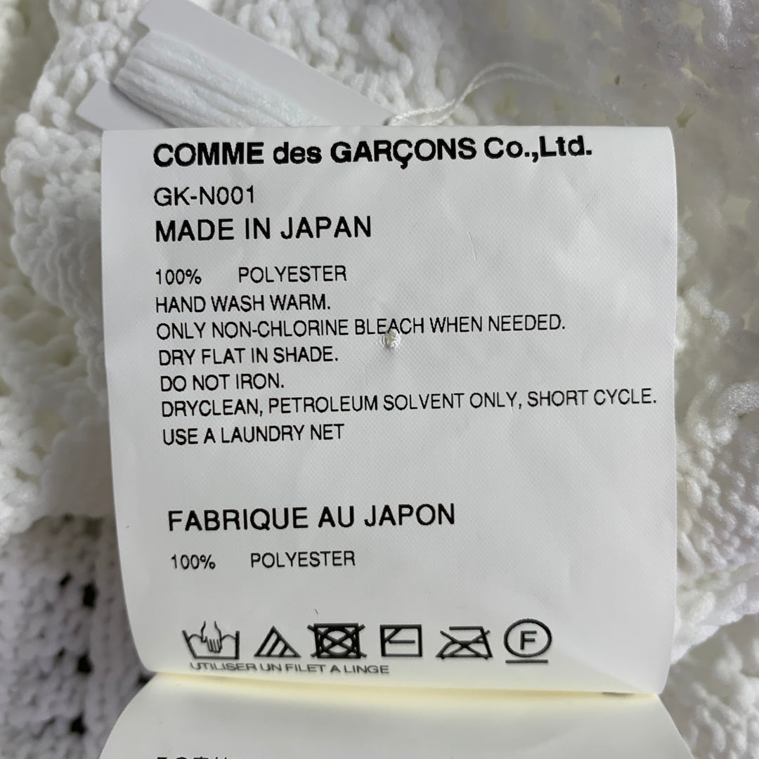 COMME des GARCONS 2022 Size S White Textured Knit Polyester Crew Neck Sweater