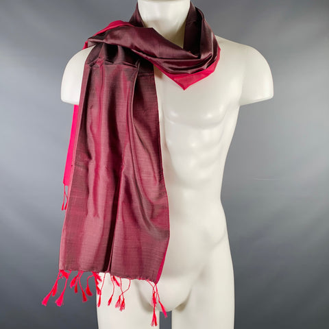 VINTAGE Grey Pink Reversible Fringe Scarf