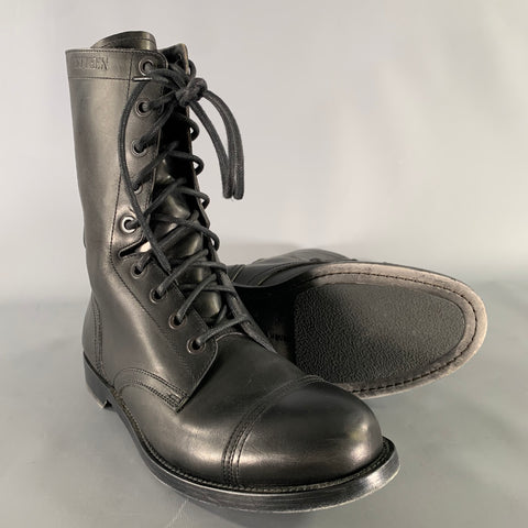 ALEXANDER MCQUEEN Size 9.5 Black Leather Lace Up Boots