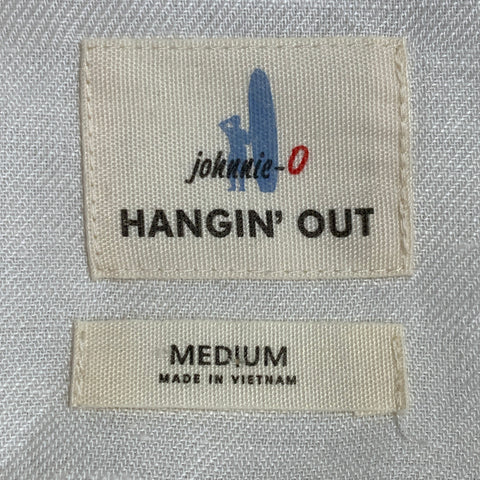 JOHNNIE-O Size M Cream Linen Blend Button Down Collar Two Pockets Long Sleeve Shirt