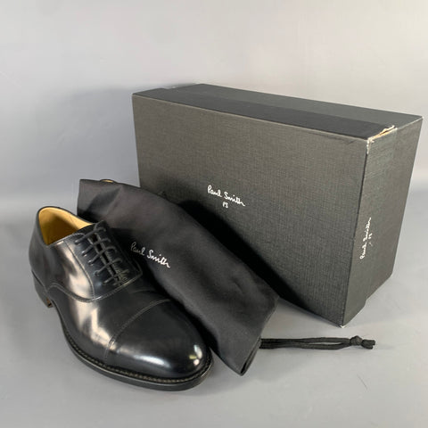 PAUL SMITH Size 7 Kenning Black Leather Cap Toe Oxford Lace-Up Shoes
